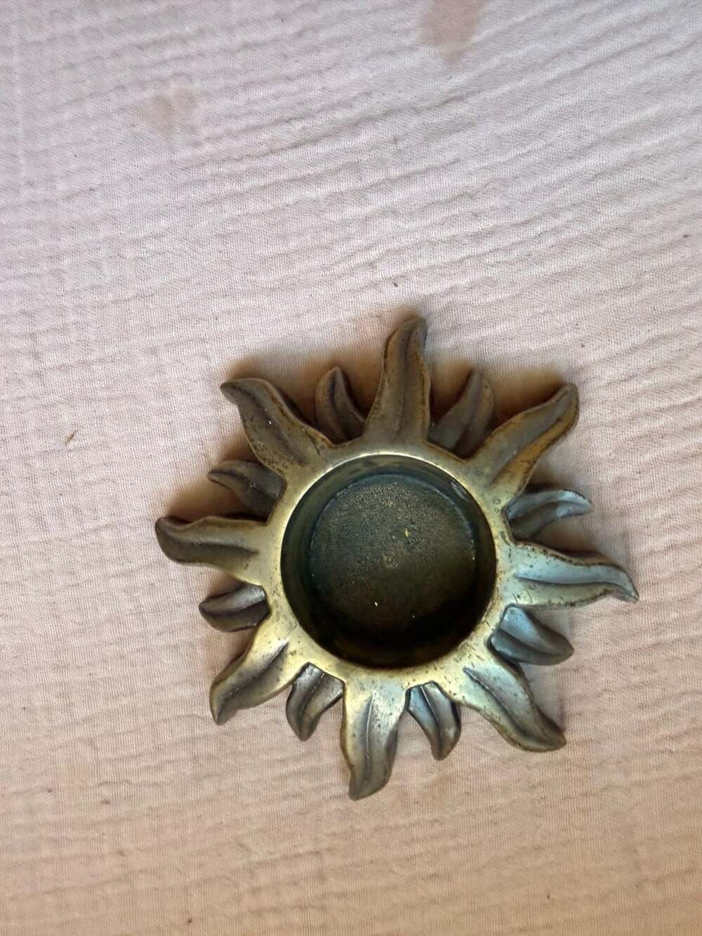 Vintage Brass Sunburst Candle Holder